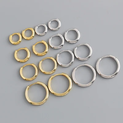 Orecchini semplici a cerchio rotondo più spesso in argento sterling 925