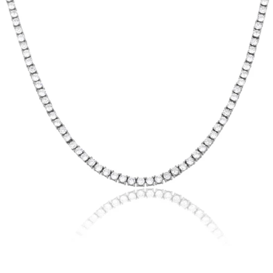 Bracciale con perline rotonde con diamanti Moissanite in argento sterling S925, semplice, leggero, di lusso, a doppio strato