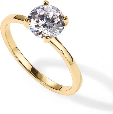 Anello di fidanzamento con moissanite solitario da 1,5 ct in oro argento sterling 18 carati