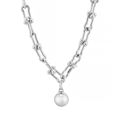Collana con perle singole Collane con pendente in platino da donna 86g