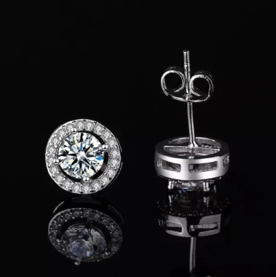 Orecchini brillanti rotondi di gioielli Moissanite Orecchini in argento sterling 925